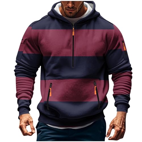 Oversized Zip Up Hoodie for Men Striped Long Sleeve Sweatshirt Stylish Comfy Fall Winter Outfits with Pockets2