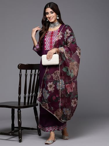 Image of INDO ERA Women's Cotton Yoke Design Kurta Pant With Dupatta
