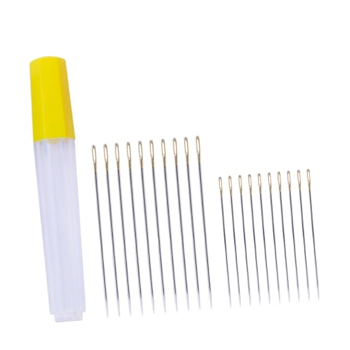 LALAFINA 20pcs Carbon Steel Large Hole Embroidery Needles Set Perfect for Stitching Sewing Cross Stitch Decorative Work