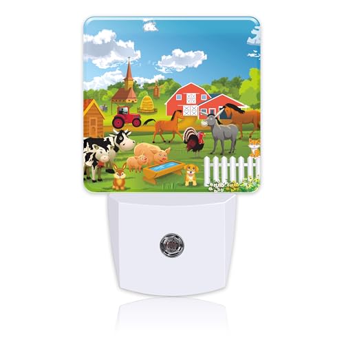 Image of Night Light for Kids Girls Boys, Cartoon Farm Animals Rural Scene LED Night Light Plug into Wall with Dusk to Dawn Sensor for Room Decor, Hallway, Kitchen, Bathroom, Nursery, Stairs