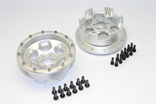 Axial Yeti Upgrade Parts Aluminium Front/Rear 2.2 Wheels Beadlock (6 Poles) - 1Pr Set Silver