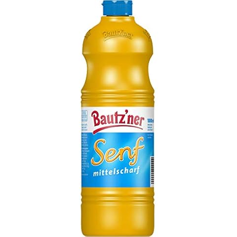 BAUTZ‘NER Senf mittelscharf - 1000 ml Flasche Mittelscharfer Senf Cover