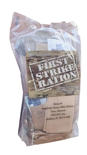 First Strike Ration FSR - 24hr Meals Ready To Eat Military Surplus (Menu 8 - BBQ Chicken Sandwich and Albacore Tuna)