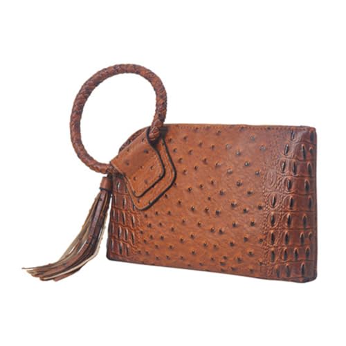 Image of NGIL Faux Leather Mini Wristlet Purse | Women's Handbag, Fashion Wristlet Wallet, Compact Everyday Purse with Fringe Tassel
