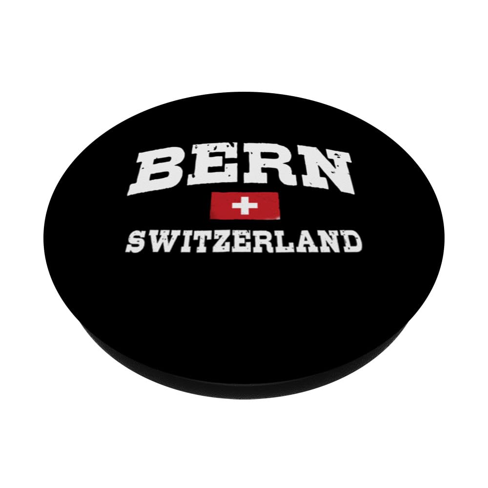 Bern Switzerland - Swiss Flag Wear PopSockets Swappable PopGrip, Black - Image 2