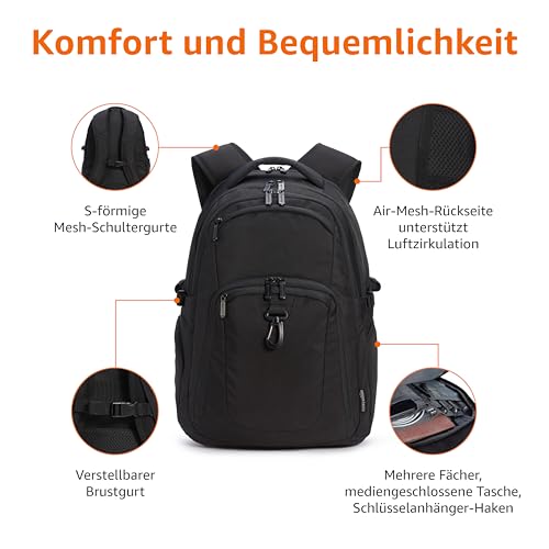 Amazon Basics - Laptop-Rucksack, für Laptops bis 17 Zoll, schwarz – Bild 3