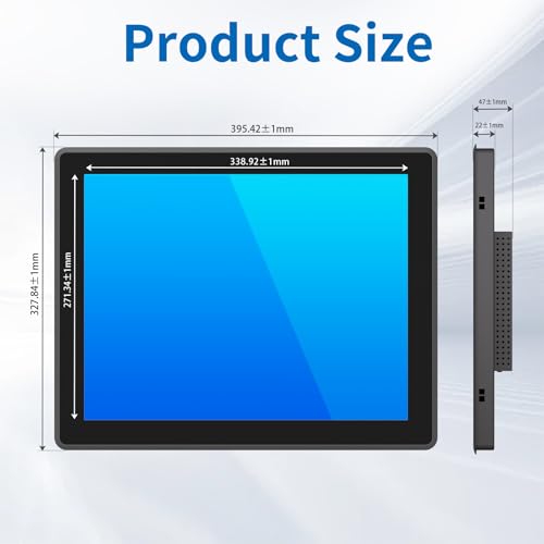 Image of 17 Inch Industrial Touch Screen Monitor, 10 Points Touch, Ratio 5:4 Capacitive PCAP Display, 1280x1024R, Active Matrix TFT LCD, LED Backlight, VGA, DVI, HD-MI Ports