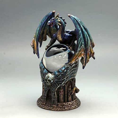 Estatua decorativa de dragón con esfera de cristal miniatura 3