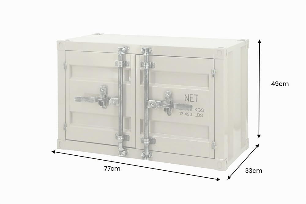 Container-Schrank Globetrotter - 80cm - Greige - Metall Aktenschrank mit Flügeltüren Beistelltisch Nachttisch