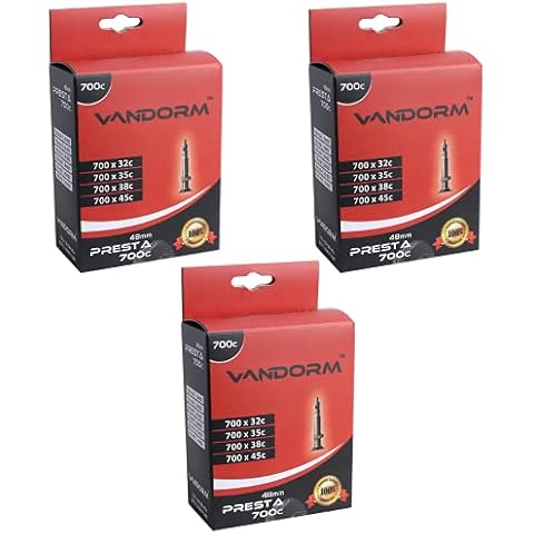 Vandorm 3 PACK 700c x 32c - 45c Hybrid Bike Butyl Presta Inner Tubes Cover
