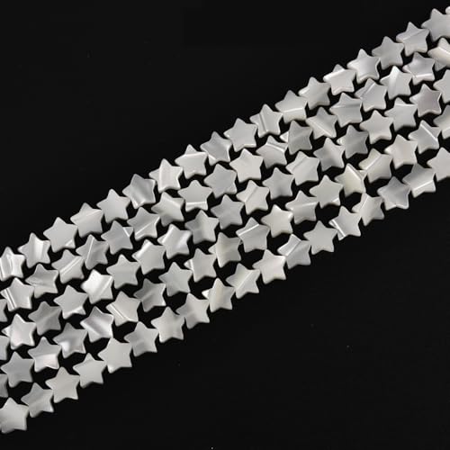 Image of HAAMIIQII Natural White Mother of Pearl Shell Beads 8mm Star Shape Semi Precious Stone Loose Gemstone Beads for Jewelry Making Strand 15 Inch (50-53pcs)