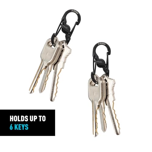 Image of Nite Ize S-Biner MicroLock Stainless Steel - S-Biner with Locking Dual Sided Gates - Keep Keys Secure with Carabiner Key Holder - Black (2 Pack)