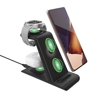 SPGUARD Induktions-Ladegerät, 3-in-1, kabelloses Ladegerät, 18 W, Qi Rapid Charger, kompatibel mit Samsung Galaxy Watch 6/5/4, Samsung Galaxy S23/S23+/S23 Ultra/S22, Galaxy Z Fold 5/4, Flip 5/4,