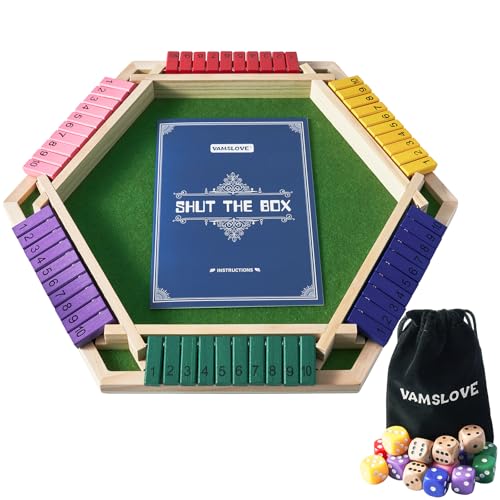 Juego Shut The Box para 6 jugadores con dados coloridos miniatura 6