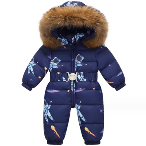 Acuryx Tuta da Neve da Bambino con Cappuccio Antivento Invernale Pagliaccetti Piumino da Bimba Abigliamento Blu 2-3 Anni