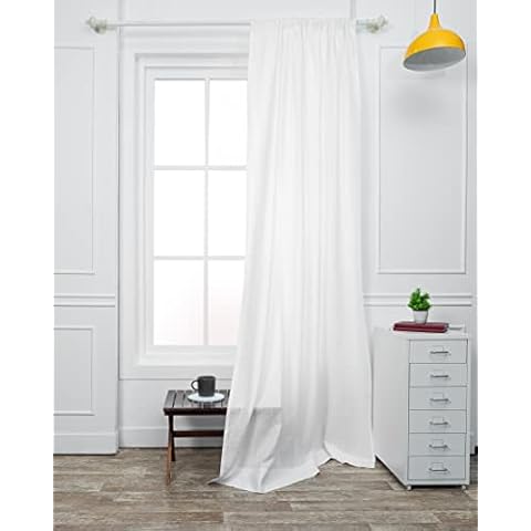 D'Moksha Homes 100% Pure Hemp Flax Curtains, Rod Pocket Sheer Curtains White Curtains Let The Brightness In With Complete Privacy - Handcrafted White Curtains 52 X 96 Inch Glamour White - Hemp Cover