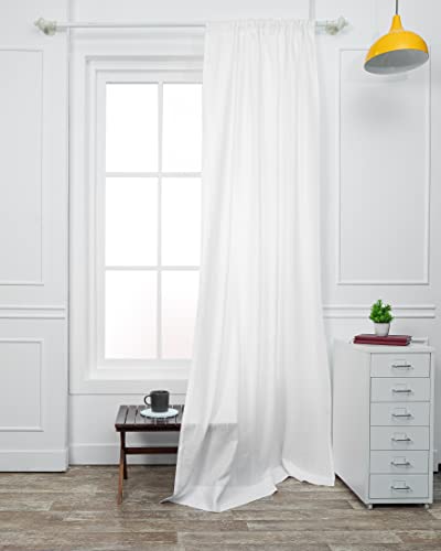 D'Moksha Homes halbtransparenter Hanf-Vorhang, mehr als 95 % UV-Strahlen-Schutz, umweltfreundlich, 2 Aufhängevorhänge, 1 Vorhang pro Box 52 X 96 Inch Glamour Weiß Cover