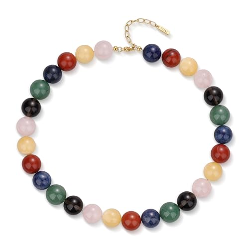 Collier pierre naturelle femme multicolore COAI pendentif perles authentiques