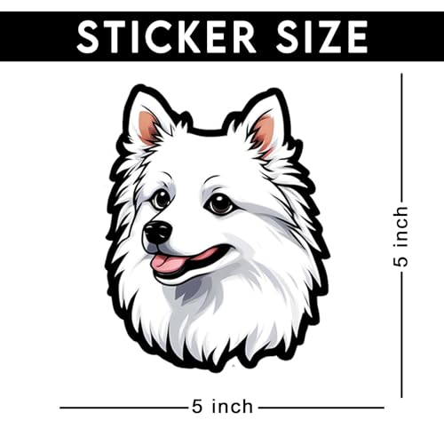 Image of Japanese Spitz Dog Sticker Cute Japanese Spitz Vinyl Decal Waterproof Dog Lover Sticker for Laptop Water Bottle Car Window Notebook Pet Lover Puppy Gift