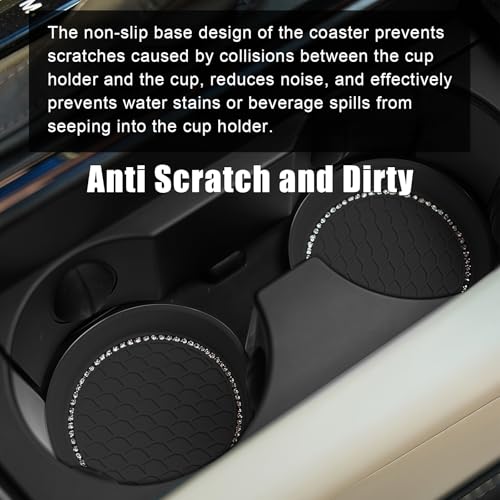 Portavasos para carro con incrustación de diamantes negros miniatura 3