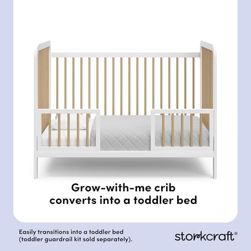 Image of Storkcraft Pasadena 3-in-1 Convertible Crib, White and Driftwood