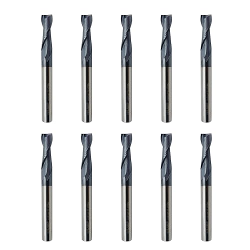 Image of Carbide Square End Mill - 2 Flute - 1 /4 inch 2T (10 Piece, 1 /4 inch) - for Milling Alloy Steels, Hardened Steel, Metal & More - Mill Bits Sets for DIYers & Professionals by LU&MN
