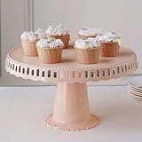 Efavormart 4 Pack | 13' Blush/Rose Gold Round Pedestal Footed Reusable Plastic Cupcake Stands with Interchangeable Ribbon Trim Edge