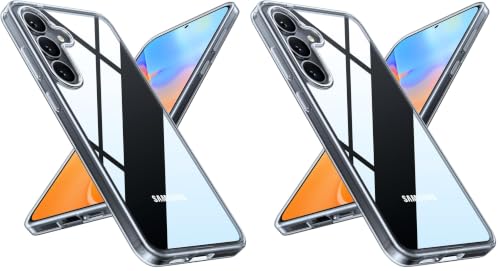 Image of TORRAS Guardian Shockproof for Samsung Galaxy S25 Case, [12FT Military Grade Drop] Thin & Soft Touch for Samsung S25 Case, Transparent Protective Slim Case for Samsung S25, Diamond Clear (Pack of 2)