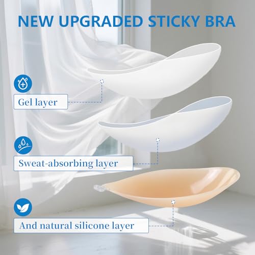 3D Adhesive Bra Strapless Sticky Invisible Push up Reusable Silicone for Women, Waterproof Quick-Drying2