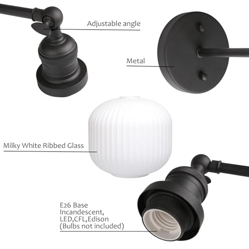 Image of Pathson Modern Wall Sconce Lamp Milk White Round Glass, Hardwired Frosted Vintage Wall Vanity Light Fixture for Farmhouse Living Room Bedroom Bathroom Loft