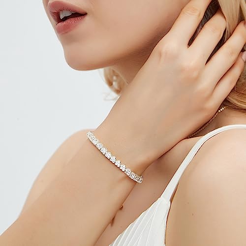 14K Gold Rose Gold White Gold Plated Cubic Zirconia Tennis Bracelet for Women Heart Shape CZ Adjustable Tennis Bracelet Fashion Jewelry Gifts for Women Girls4