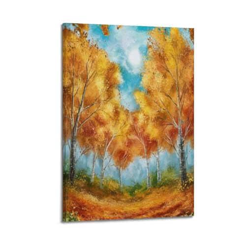 Peinture Forêt d'Automne Toile Idéale pour un Salon Chaleureux et une Déco Murale Zen