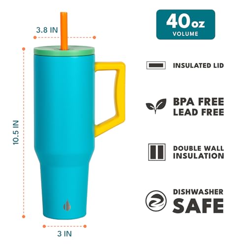 Image of Elemental Spill Proof 40oz Insulated Tumbler with Handle & Straw Travel Mug