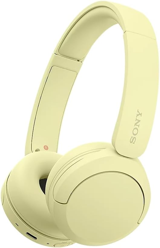 Sony WH-CH520 Wireless Bluetooth Over Ear Headphones High Sound Quality Lightweight Design Up To 50 Hours Battery Life Fast Charging EQ Clear Speech Quality IOS Android - Yellow