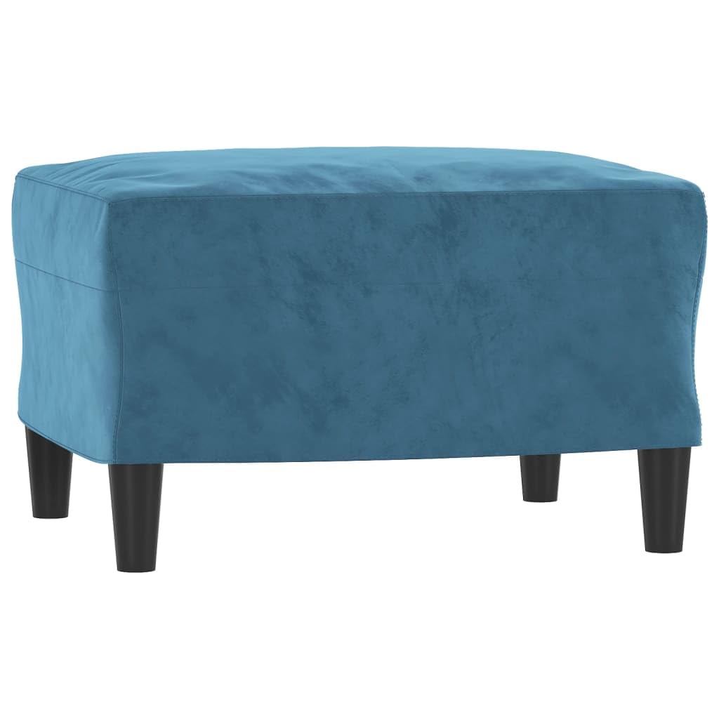 Poggiapiedi in velluto blu, 60 x 50 x 41 cm, comodo pouf per soggiorno e camera da letto, sgabello robusto con morbida imbottitura, design flessibile come seduta aggiuntiva