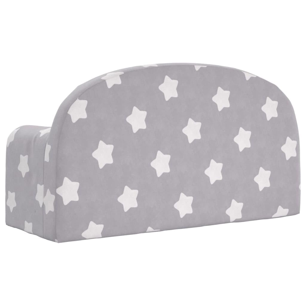 vidaXL Canapé-lit Enfant 2 Places, Lit de Jour avec Dossier et Accoudoirs, Lit d'Invité pour Tout-Petits Chambre, Gris Clair Étoiles Peluche Douce
