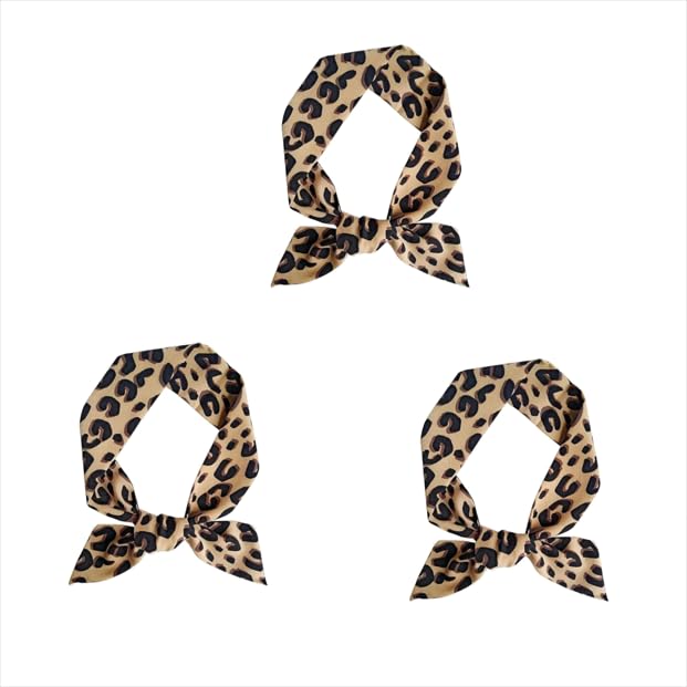 3 Pcs Brown Leopard Neck Tie Chic Skinny Scarf Hairband Stylish Purse Scarf Leopard Accessory Women's Fashion Scarves and Wraps
