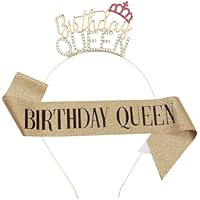 NJCXOLA Corona de Cumpleaños, Birthday Queen Tiara Corona de