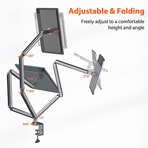 Image of Magnetic iPad Stand, KU XIU 360 Rotation Adjustable Tablet Holder for Desk, Foldable Metal Stand Compatible with iPad Pro 11 Inch 1st /2nd /3rd Gen, iPad Air 4th, iPad Air 5th(Gray)