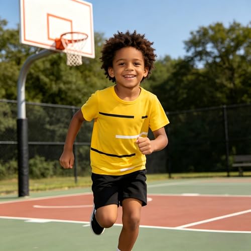Image of 4-8T Toddler Boys 2-Piece Summer Casual Outfit Striped Print Short Sleeve T-Shirt & Shorts Set