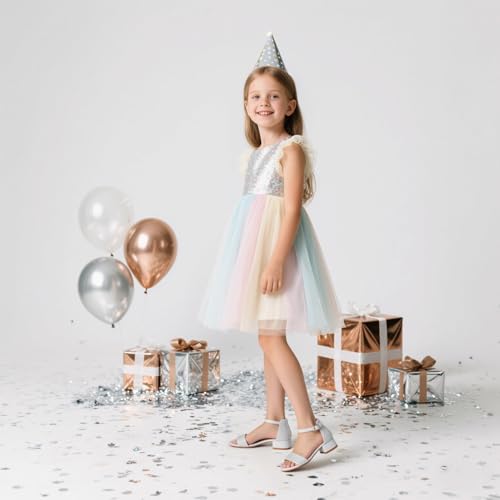 GINFIVE Girls Toddler Sandals - Gold Wedge Sandals - Size 5-122