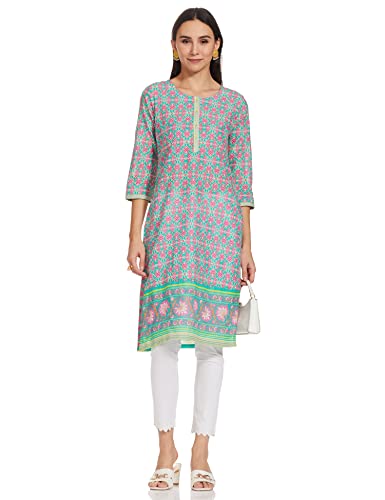 Image of Rangriti Womens Round Neck Printed Kurta