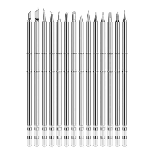 PSFDEWT Consejos de Soldadura T12 10pcs 10 Estilo 70W 12-24V Puntas de Hierro de Soldadura con múltiples Capas chapadas Calefacción rápida y Profesional para Estaciones de de