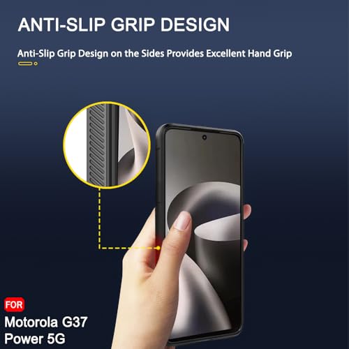 Image of TheGiftKart Liquid Silicon Back Cover Case for Motorola Moto G37 Power 5G | Shockproof Military Grade Protection | Micro-Fibre Cloth On Inner Side | Built-in Anti-Slip Grip Cover Case (TPU, Black)