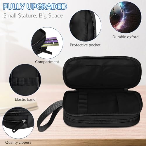 Image of TILYTADLY Large Pencil Case for Boys - Soccer Boys Pencil Pouch with Zipper Compartments - Big Capacity Pen Box Pen Bag Organizer with Keychain for Kids Teens School