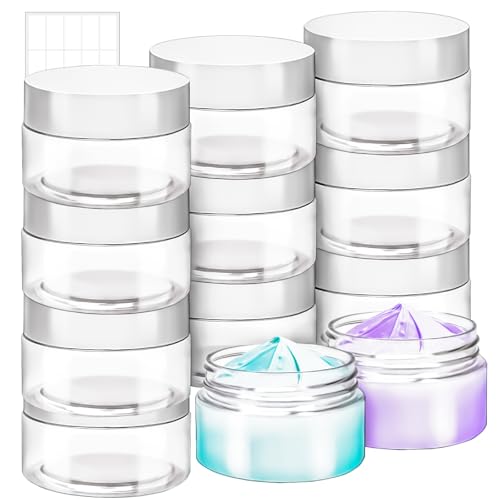 MotBach 10 Pack 4oz Plastic Jars with Lids 120ml Clear Round Cosmetic Containers Makeup Jars Travel Size Container Jar for Lotion Cream Eyeshadow Sample Powder Slime Ointment Salve Balm Storage