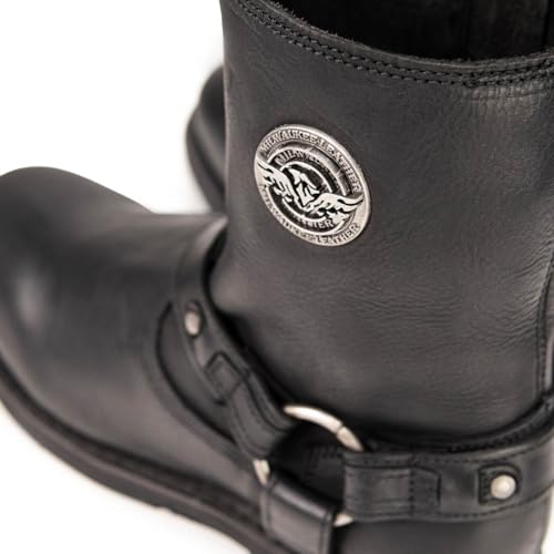 Image of Milwaukee Leather Men's Distressed Gray Leather 11-inch Classic Harness Square Toe Motorcycle Boots MBM9006 | Premium Material, Square Toe, Rider Ready, Durable Everyday Wear
