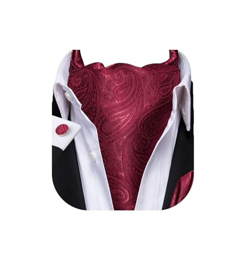 Image of Dubulle Paisley Floral Ascot for Men Self Tie Mens Cravat and Pocket Square Cufflinks Wedding