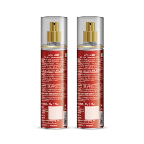 Image of Layer'r Shot Imperial Fragrant Body Spray for Men 2 x135ml Each | Long Lasting & Skin-Friendly Premium Fragrance | Perfect for Body & Clothes | Ideal For Daily Use | Ideal Gift For Men