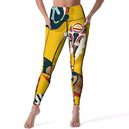 Leggings pour fitness gym jogging taille haute imprimé africain S